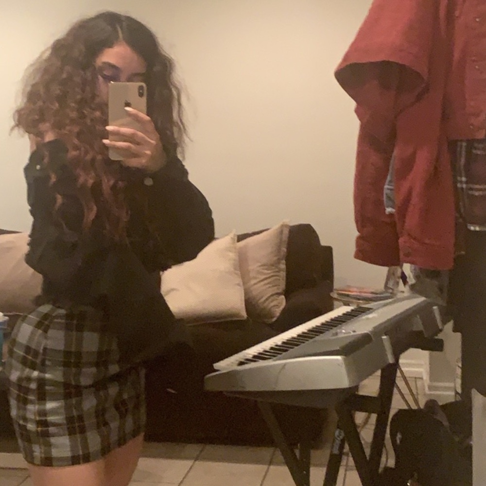 Cute Black Plaid Skirt